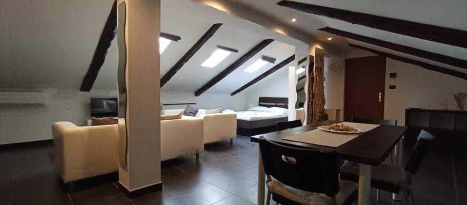 Bed, TV and multimedia, Living room, Seating area, Dining area, Bedroom