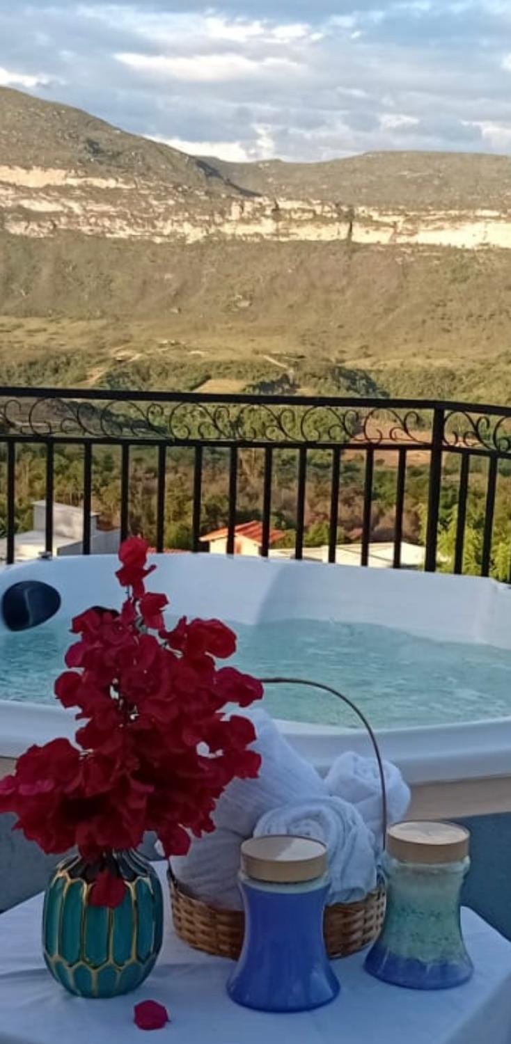 Property building, Hot Tub, View (from property/room), Balcony/Terrace, Mountain view