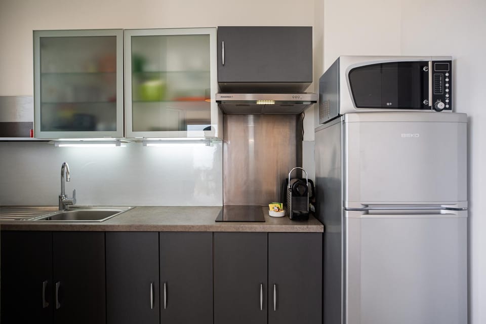 Kitchen or kitchenette, stove