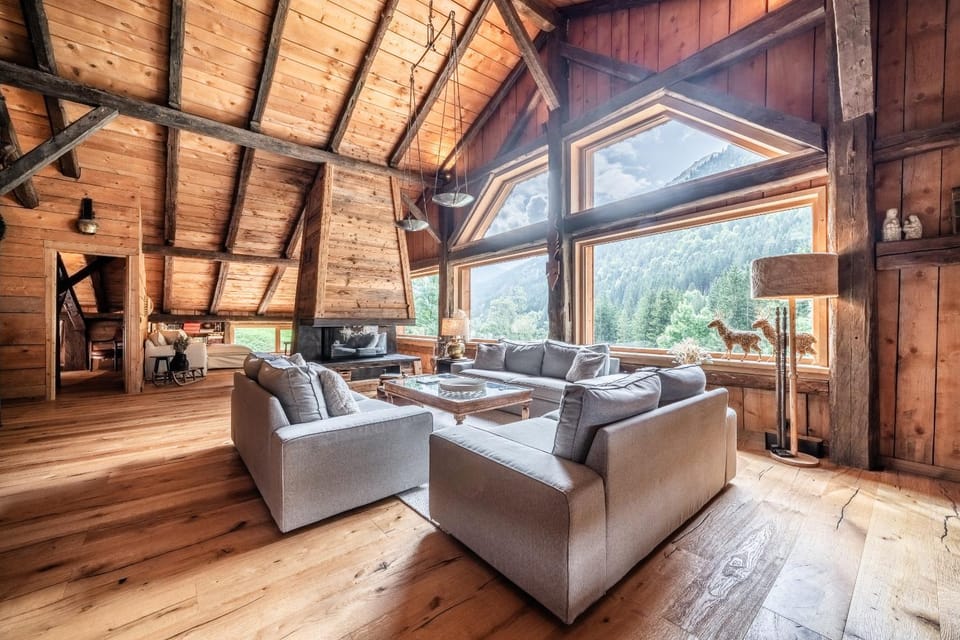Natural landscape, Living room, Seating area, Mountain view, fireplace