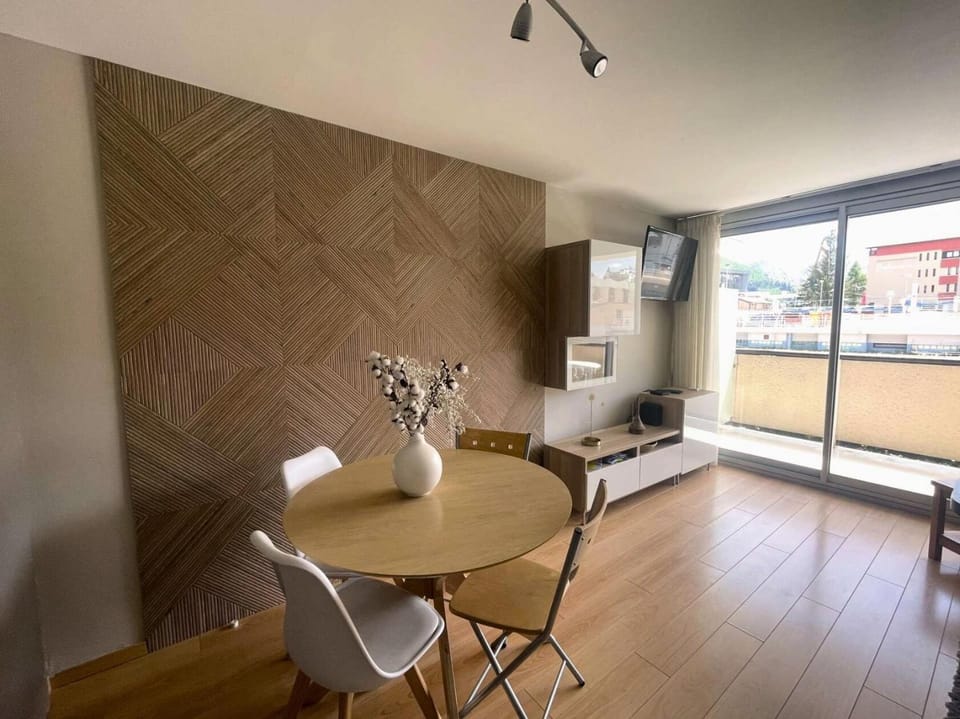 Bed, kitchen