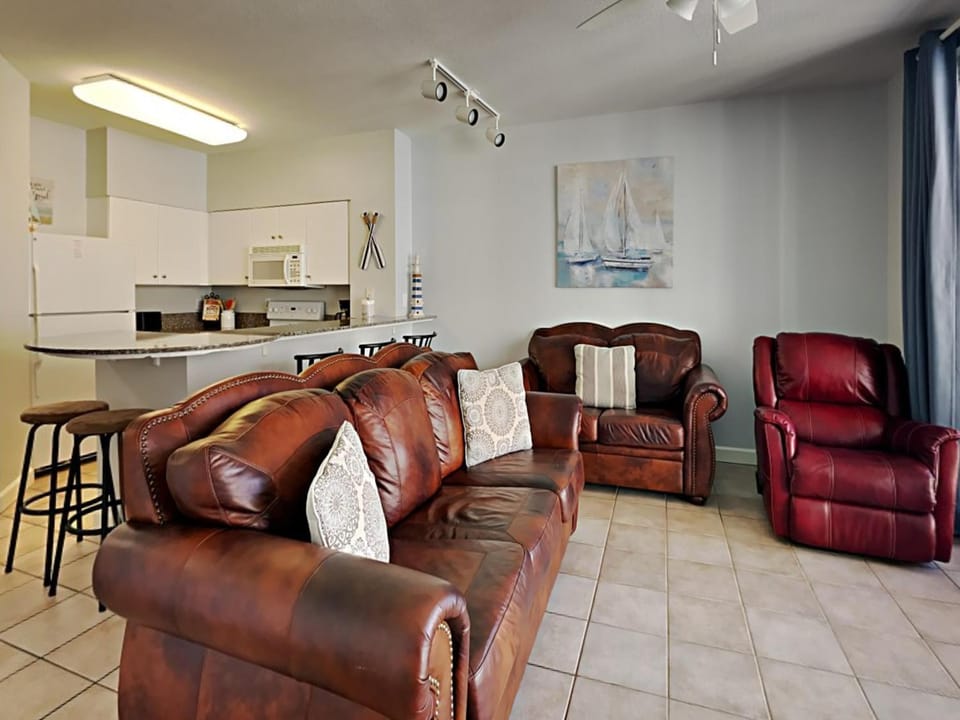 Kitchen or kitchenette, Living room, Seating area, furniture, microwave