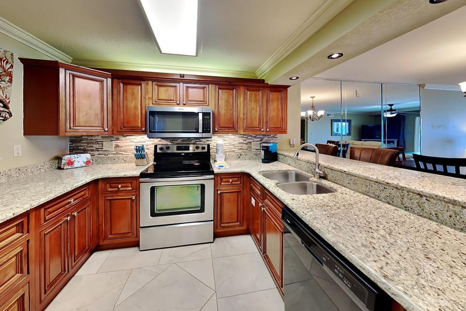 Kitchen or kitchenette, microwave, oven, stove, kitchen
