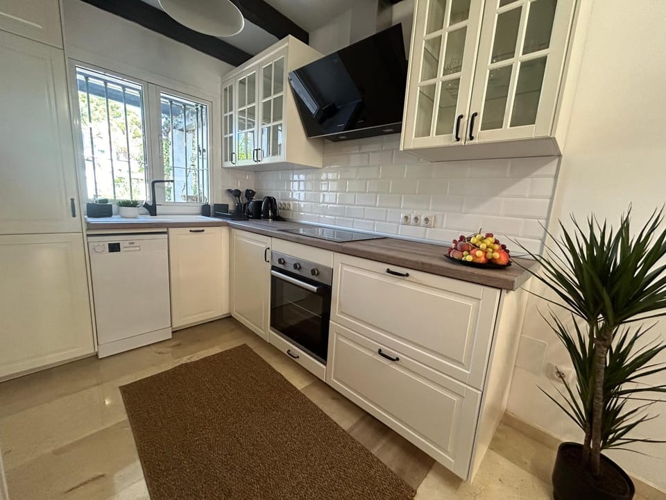 Kitchen or kitchenette, dishwasher, oven, stove, toaster