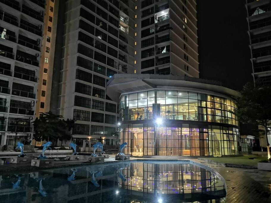 Property building, Night, Pool view, Swimming pool