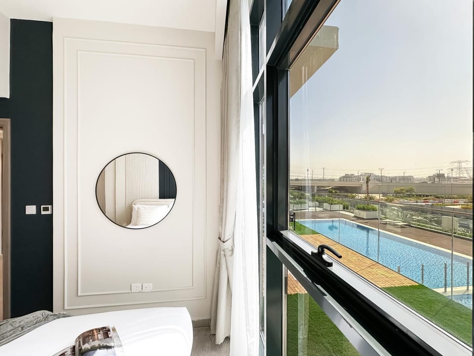Exquisite 2BR Oasis w Pool View in Meydan Apartment in Dubai