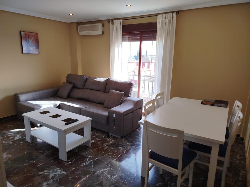 Living room, Seating area, Dining area, air conditioner