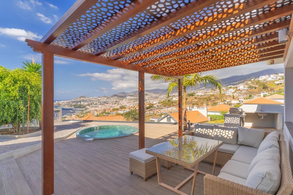 Property building, Patio, Natural landscape, View (from property/room), Balcony/Terrace, Seating area, Pool view, Swimming pool