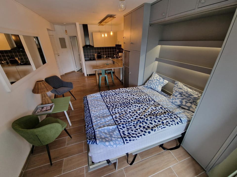Bed, Kitchen or kitchenette, Living room, Photo of the whole room, Seating area, Dining area, Bedroom, wardrobe