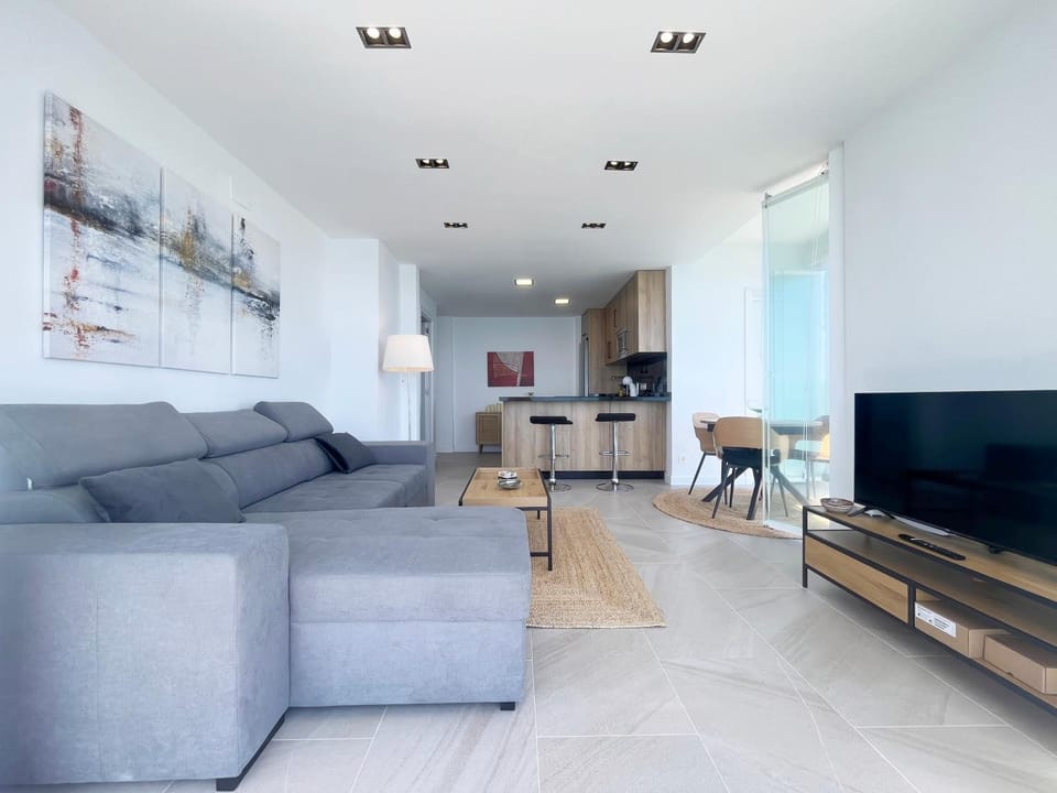 TV and multimedia, Kitchen or kitchenette, Living room, Photo of the whole room, Dining area, Sea view, air conditioner