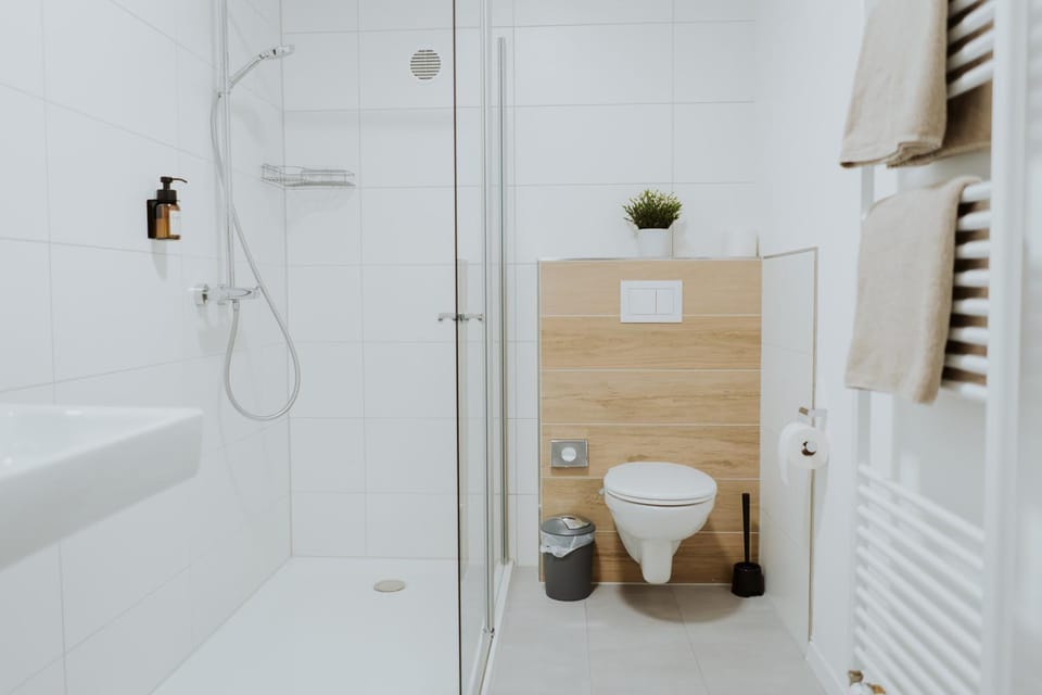 Shower, Toilet, Bathroom, heating, towels