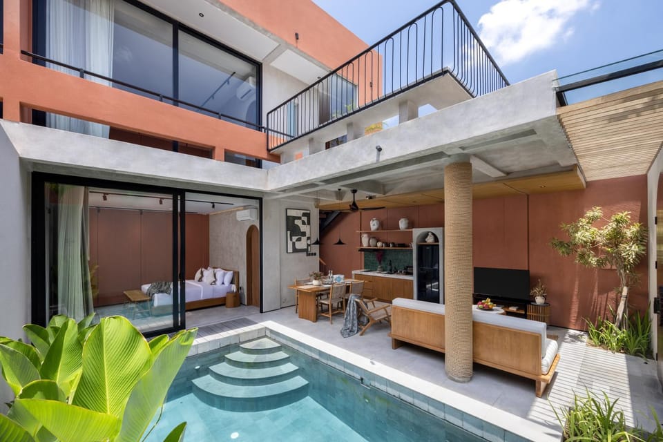 Property building, Day, View (from property/room), Balcony/Terrace, Living room, Bedroom, Pool view, Swimming pool