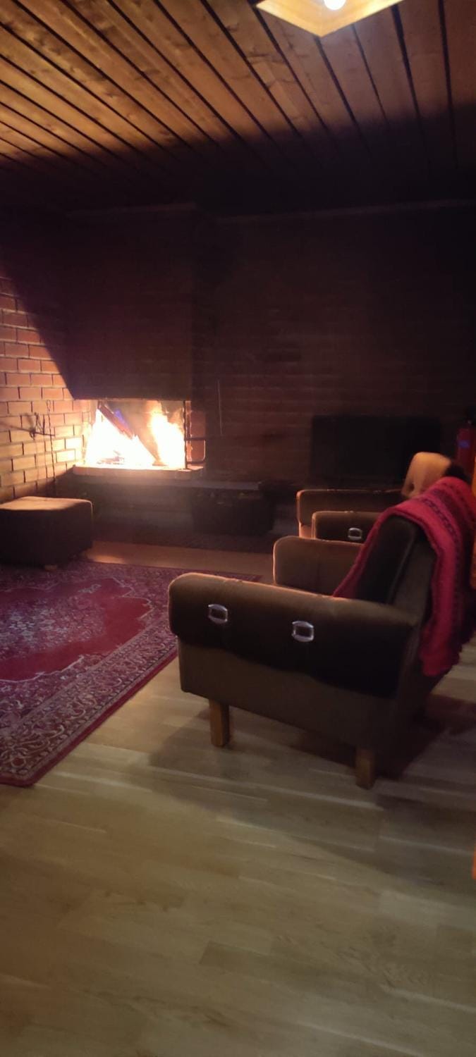 Seating area, fireplace