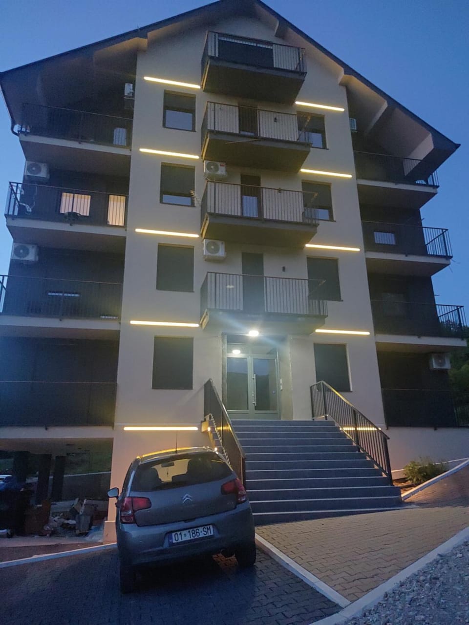Property building, Night, Parking