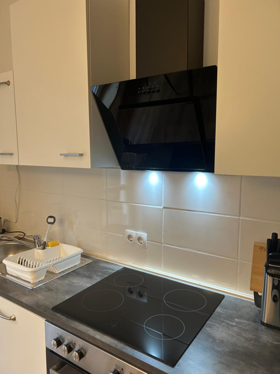 Kitchen or kitchenette, stove