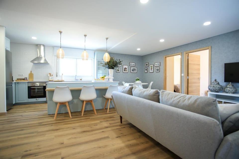 Living room, kitchen