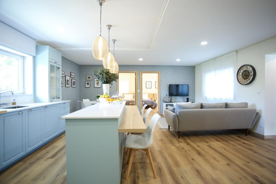 Living room, kitchen