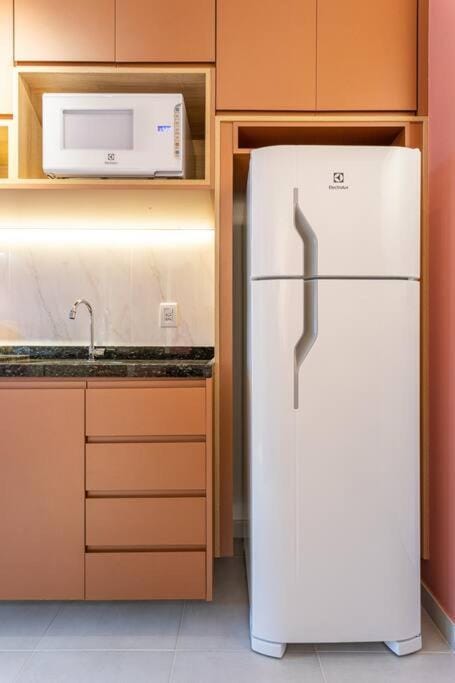Kitchen or kitchenette, microwave