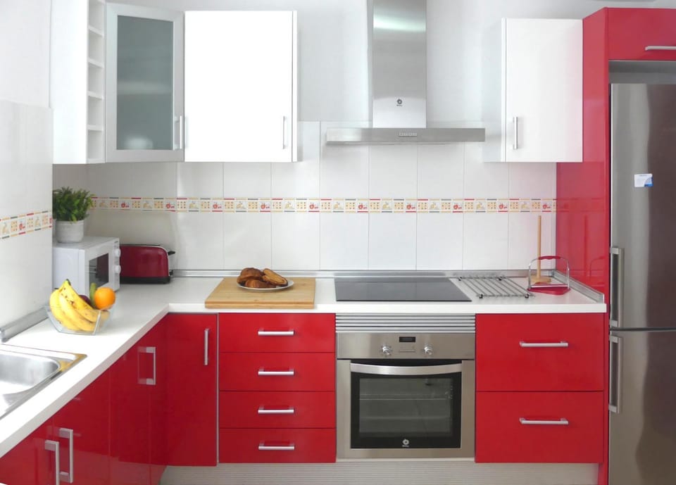Kitchen or kitchenette, stove