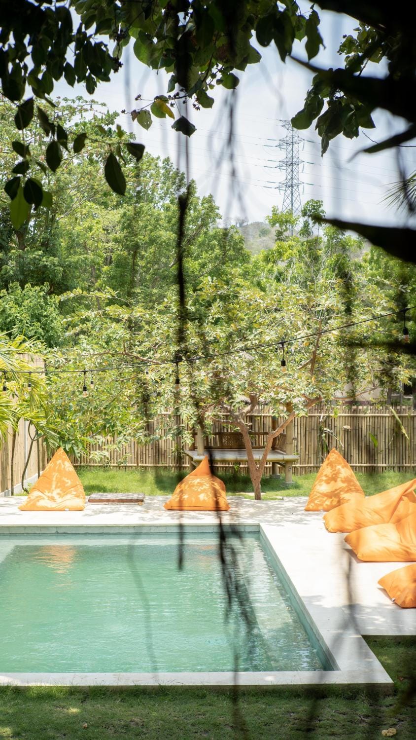 Day, Natural landscape, Garden, Garden view, Pool view, Swimming pool