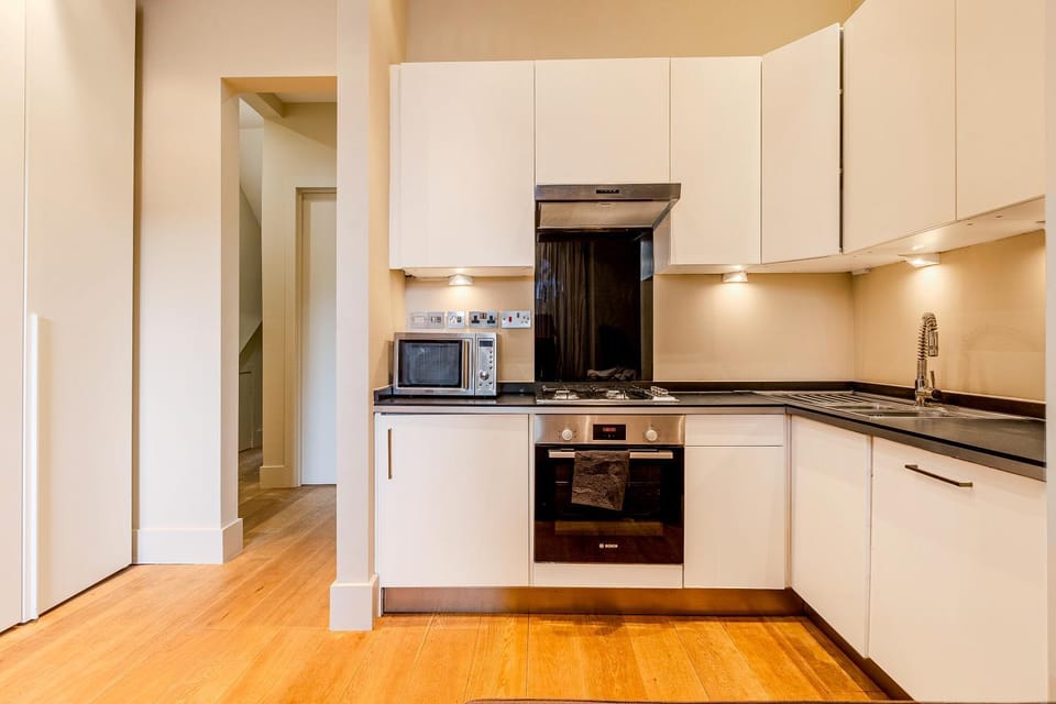Kitchen or kitchenette, dishwasher, oven