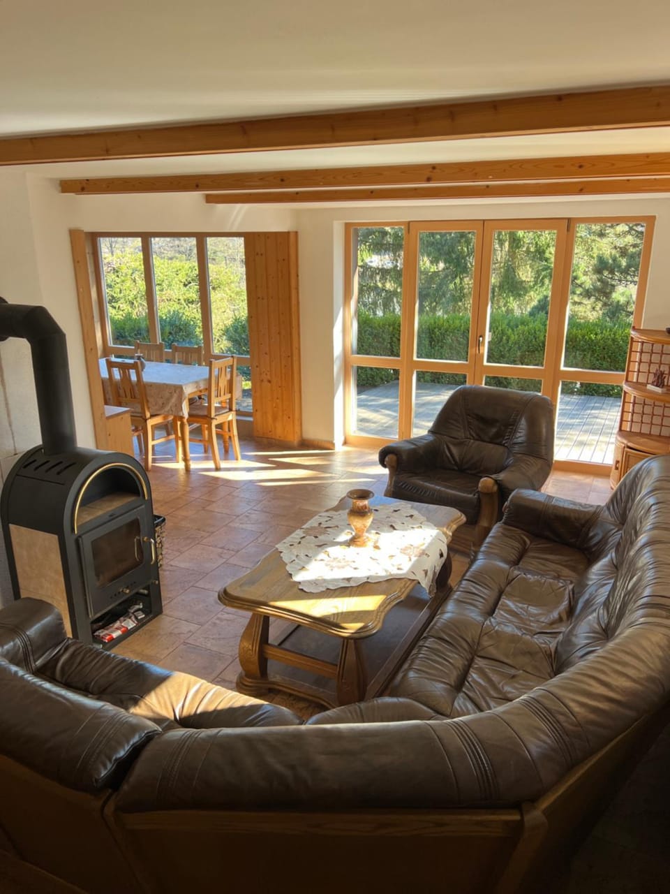 Living room, Seating area, Dining area, Garden view
