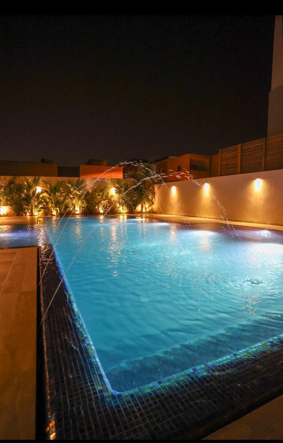 Night, Pool view, Swimming pool