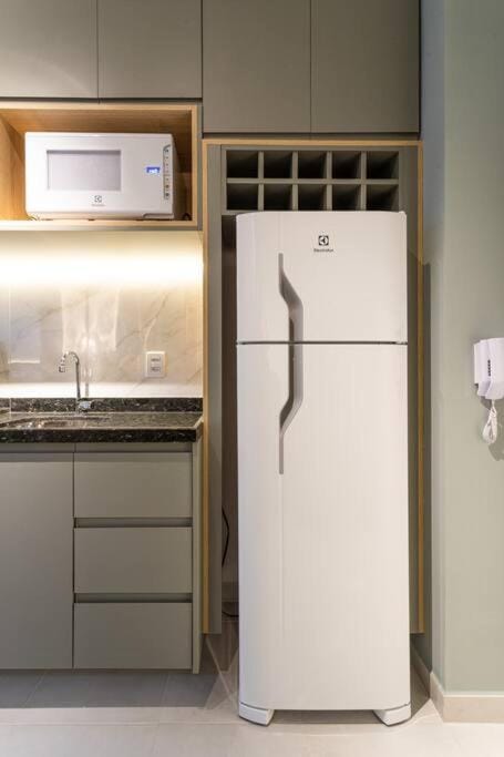 Kitchen or kitchenette, microwave