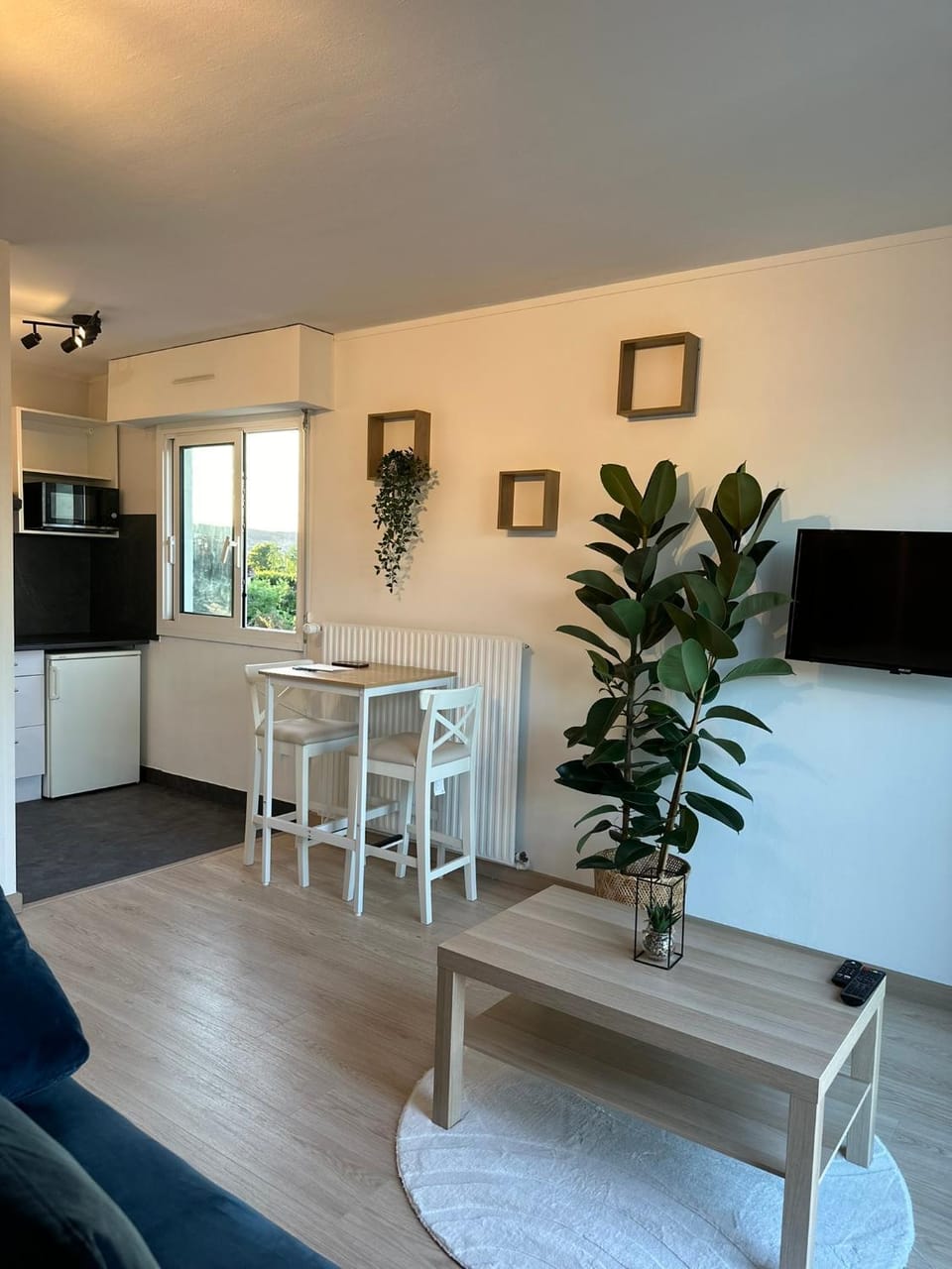 Kitchen or kitchenette, Living room, Seating area, Dining area