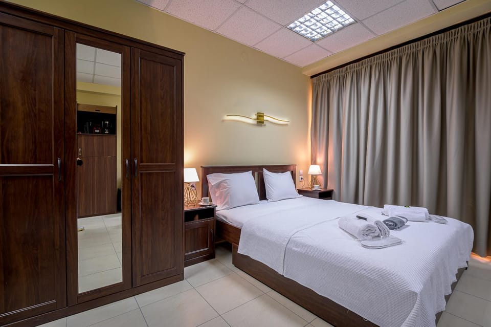 Bed, Photo of the whole room, Bedroom, towels, wardrobe