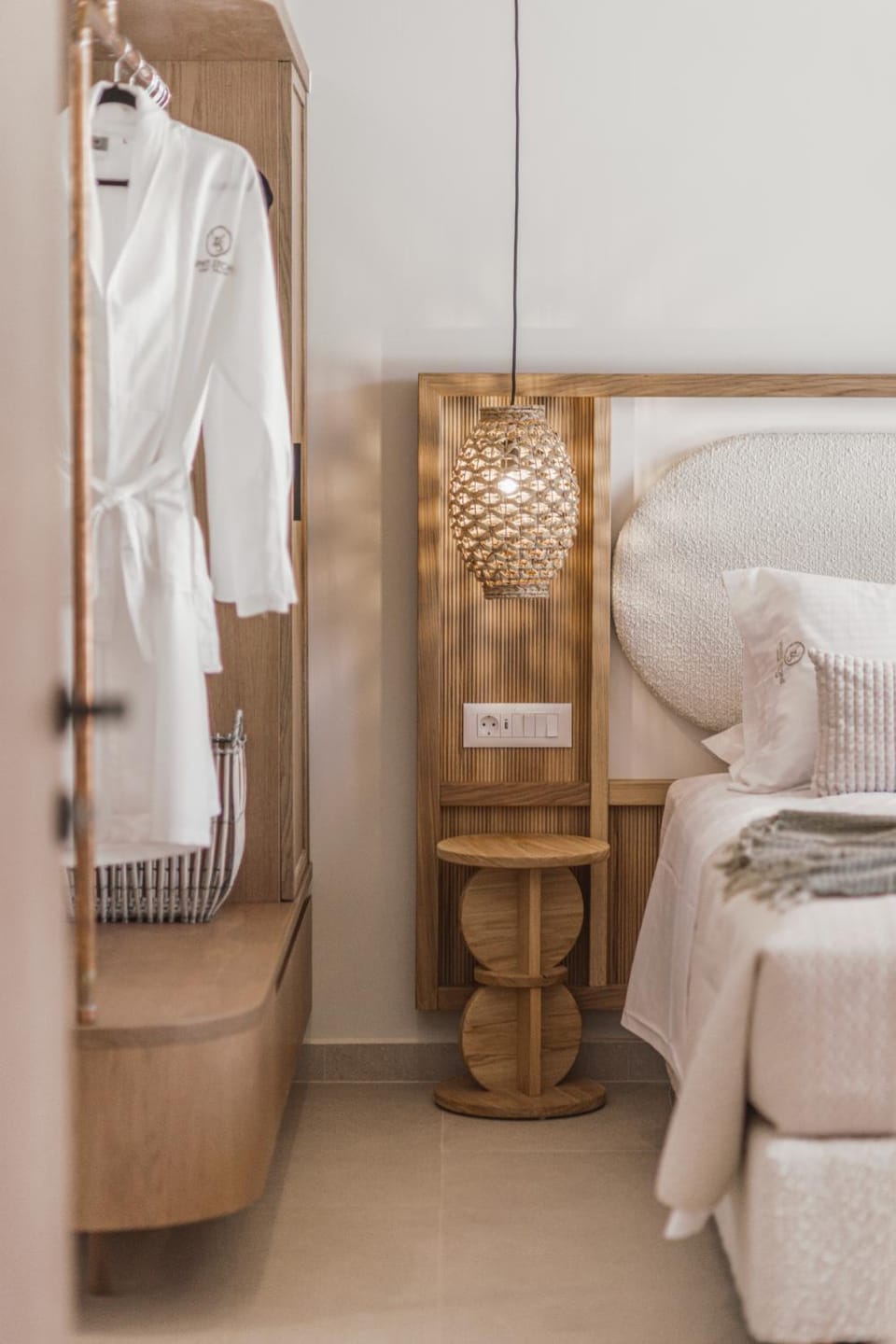 Bed, wardrobe