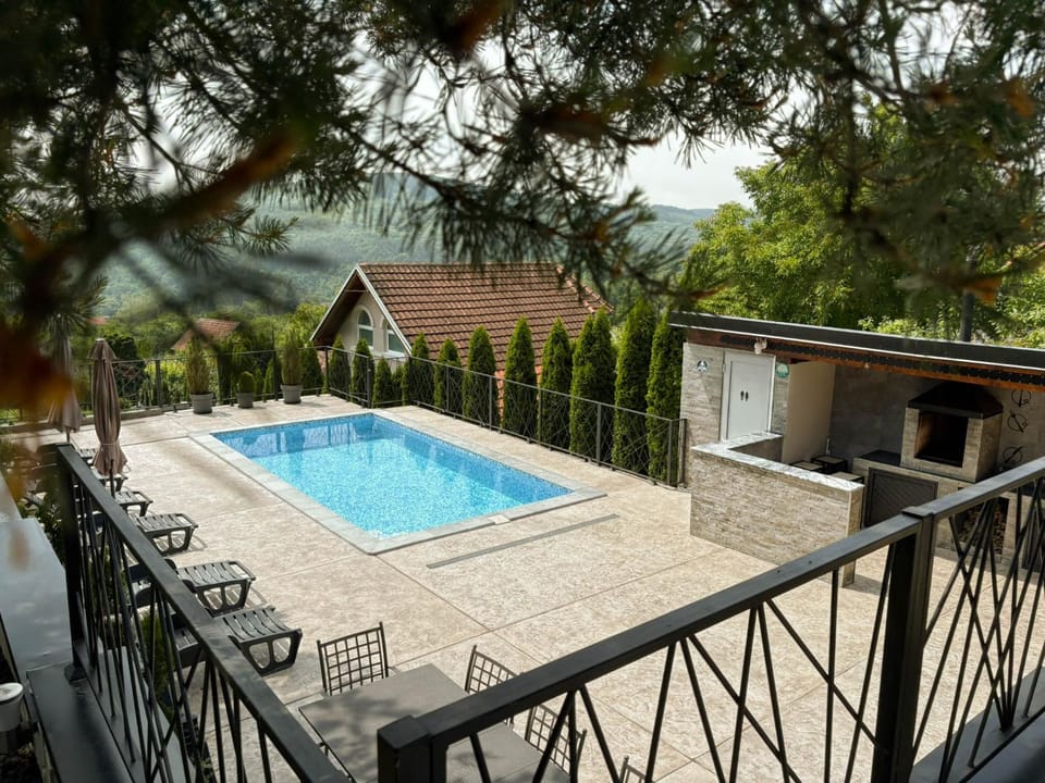Property building, Patio, Day, View (from property/room), Balcony/Terrace, Pool view, Swimming pool, sunbed