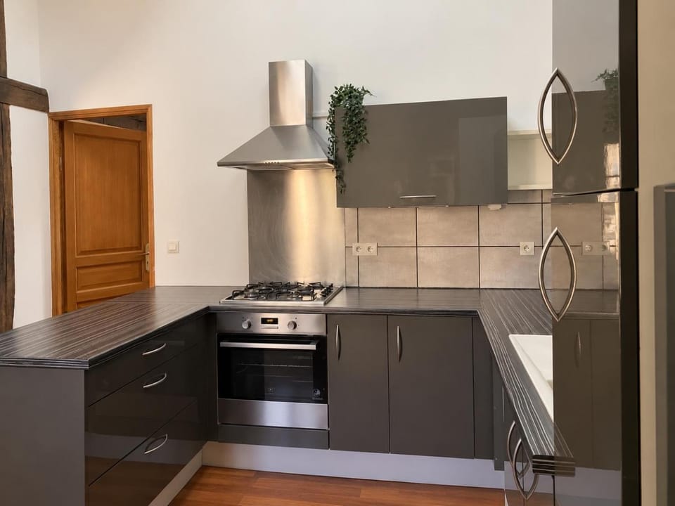 Kitchen or kitchenette, dishwasher, stove