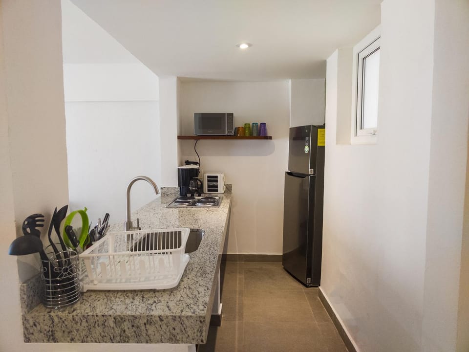 Kitchen or kitchenette, oven
