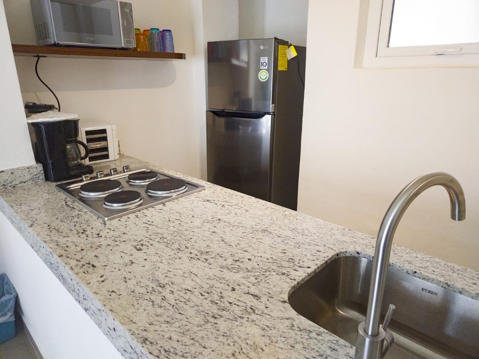 Kitchen or kitchenette, oven