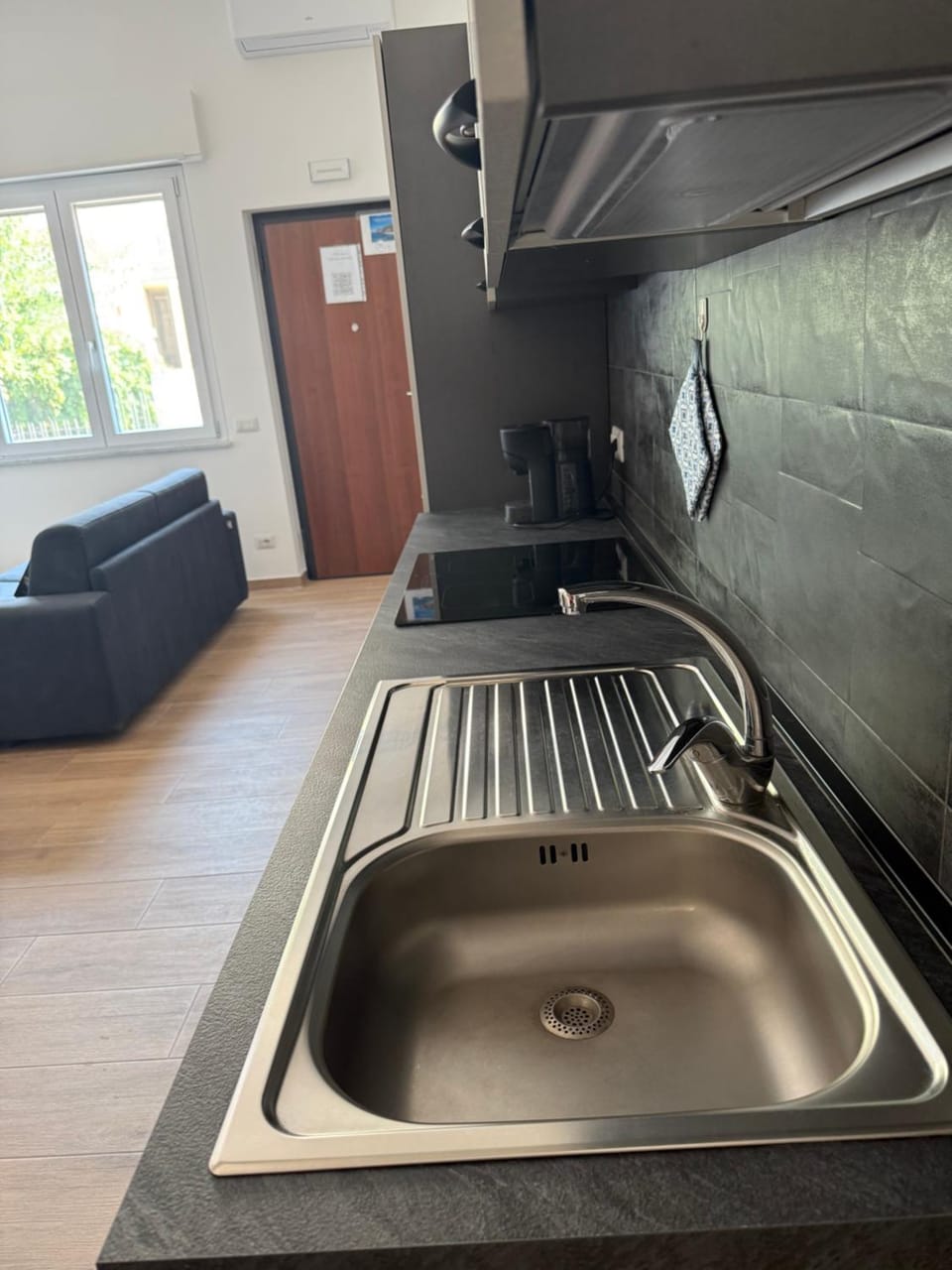 Kitchen or kitchenette, stove