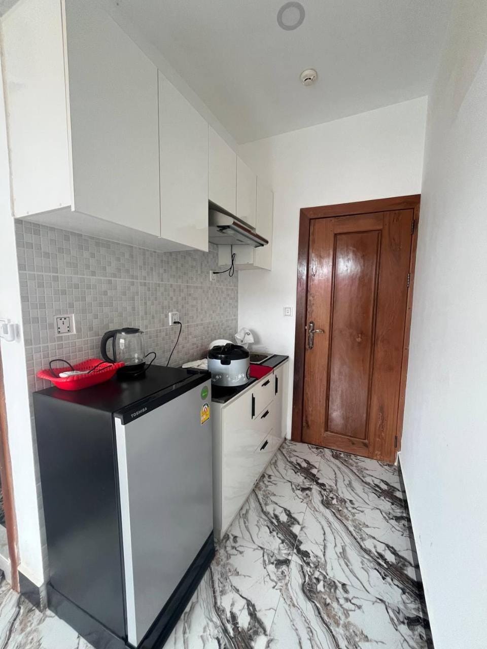 Kitchen or kitchenette, stove