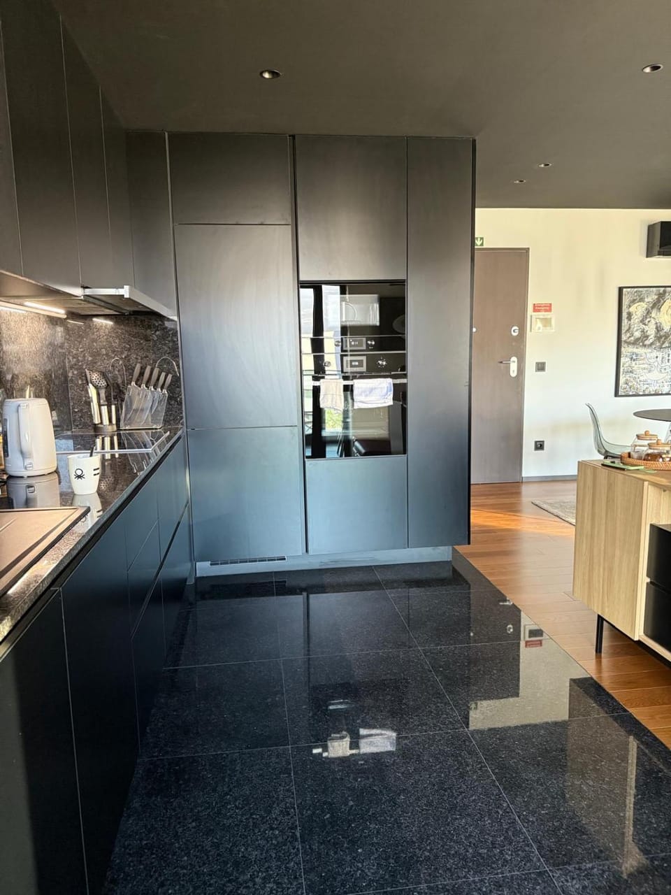 Kitchen or kitchenette, dishwasher, microwave, stove