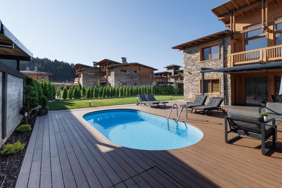 Patio, Natural landscape, Pool view, Swimming pool, sunbed