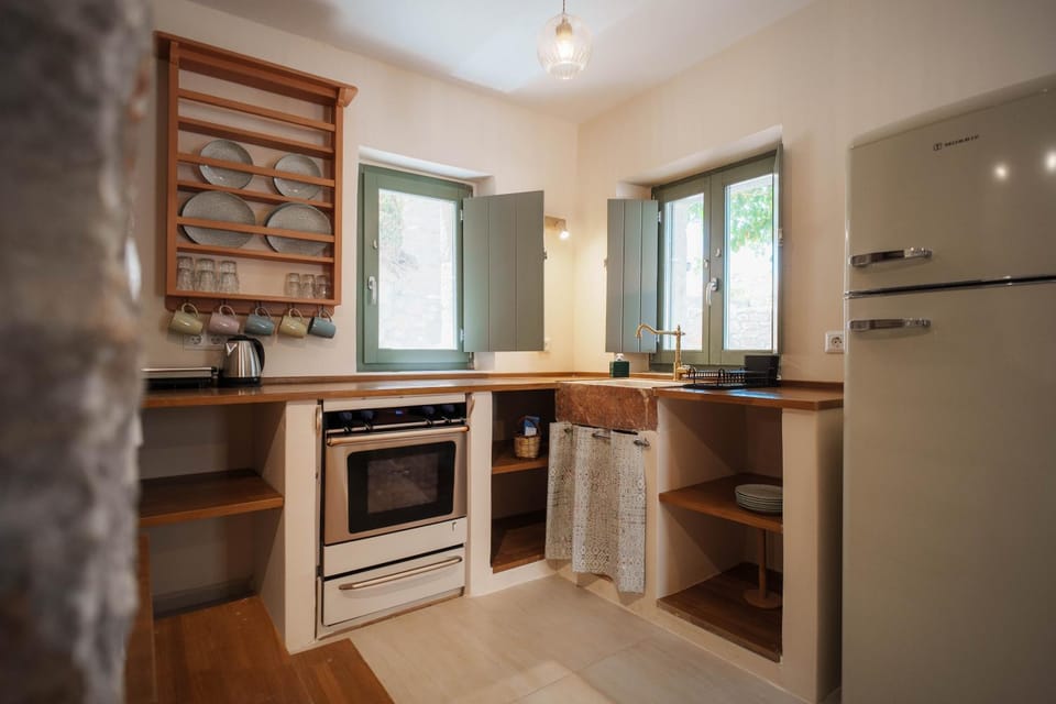 Kitchen or kitchenette, oven