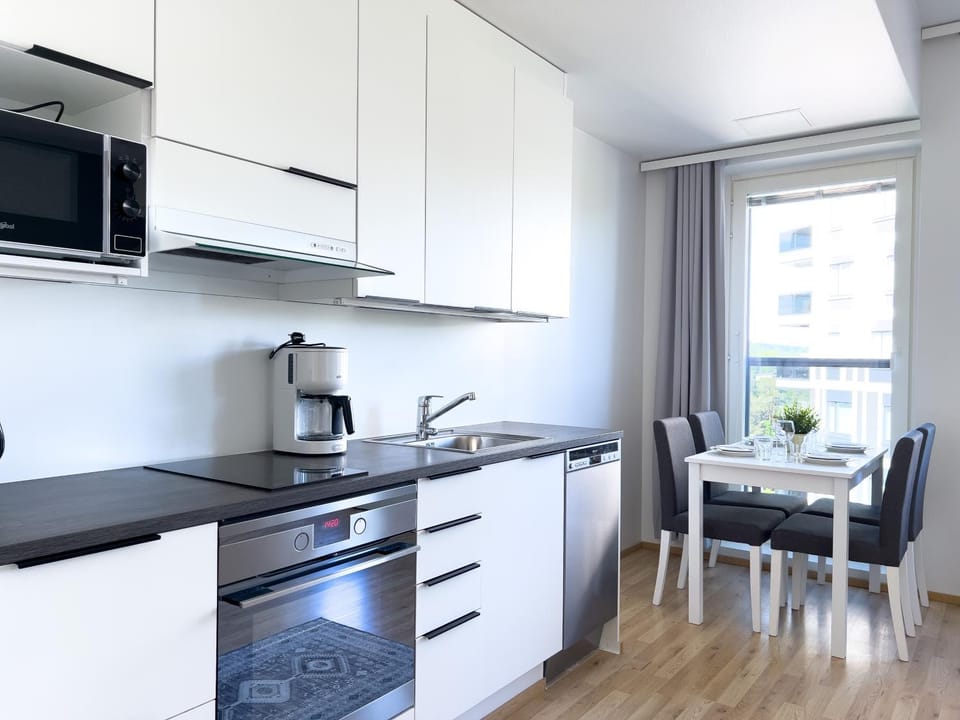 Kitchen or kitchenette, Dining area, dishwasher, oven, stove, toaster