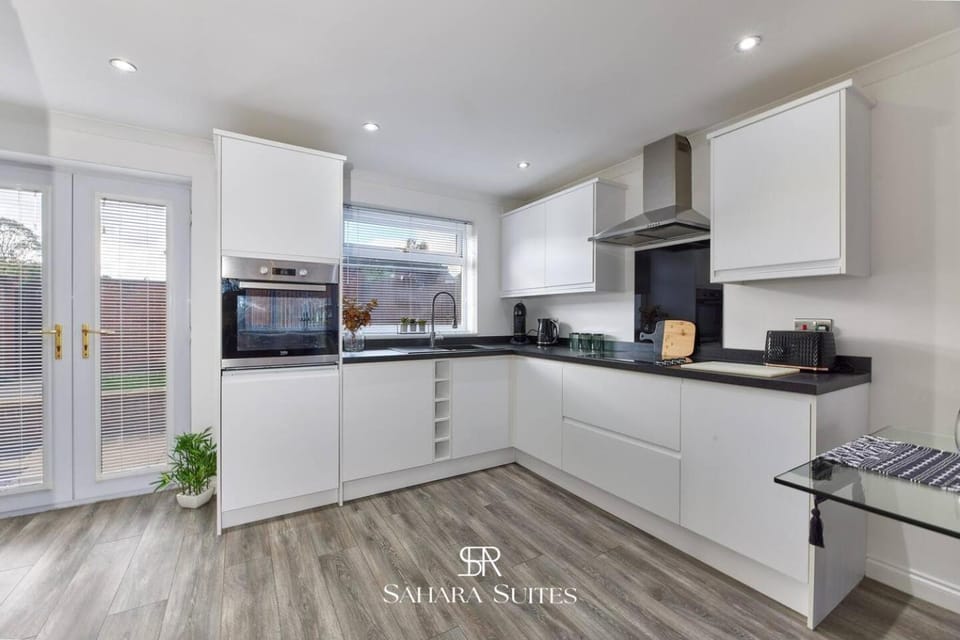 Kitchen or kitchenette, oven, stove, toaster