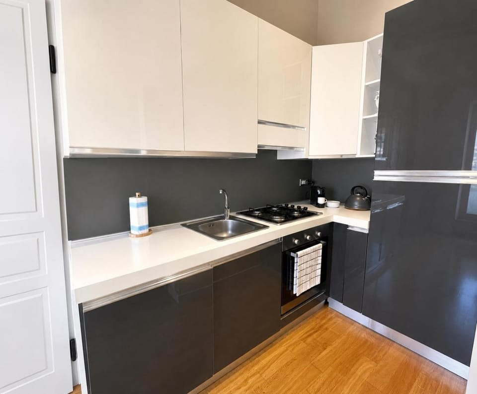 Kitchen or kitchenette, dishwasher, stove