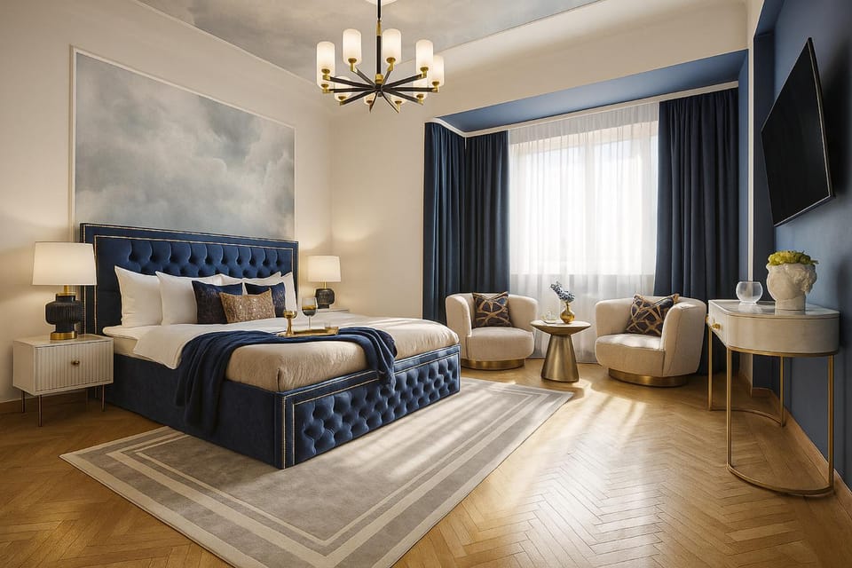Bed, TV and multimedia, Photo of the whole room, Bedroom
