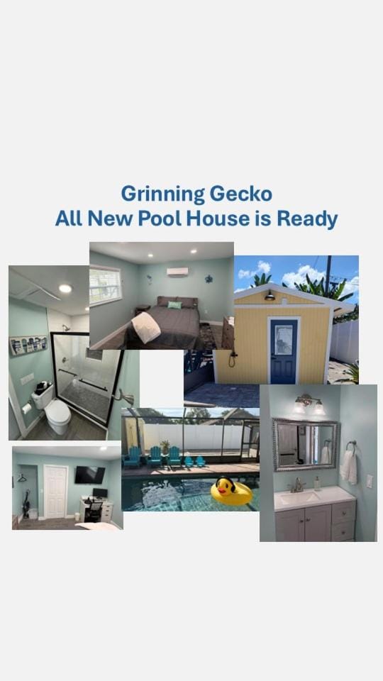 Grinning Gecko 4Bdr3Bath NEW Pool House, Heated Salt Pool, Indoor-Outdoor Kitchen and Fireplaces, Putting Green, Bocce Court-Within 6 miles of AMI House in Bradenton