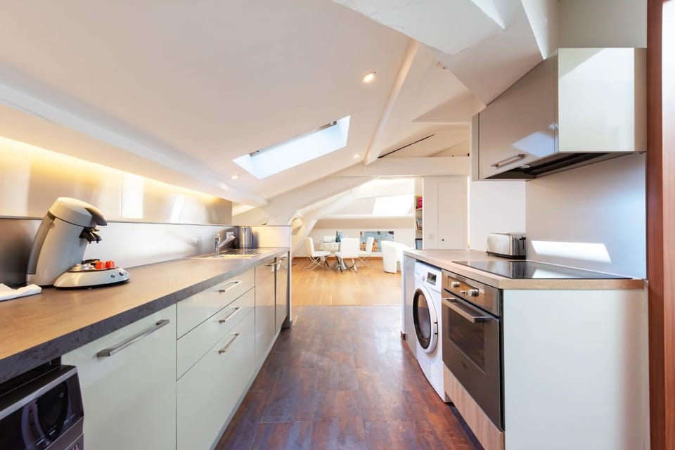 Kitchen or kitchenette, oven, stove, toaster
