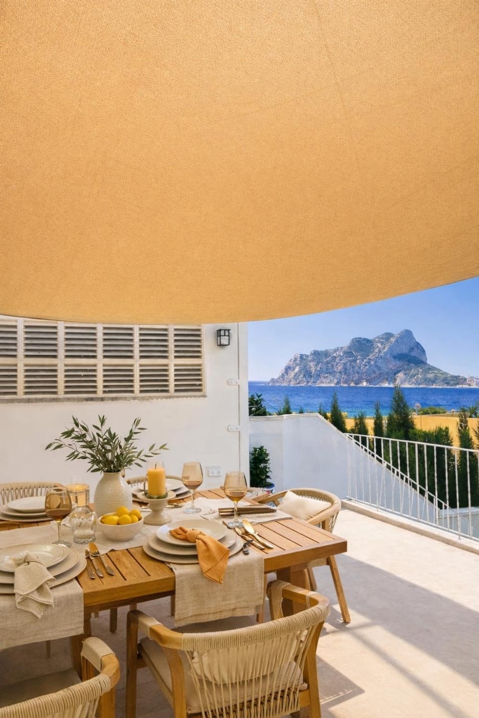 Patio, Natural landscape, Seating area, Dining area, Mountain view, Sea view