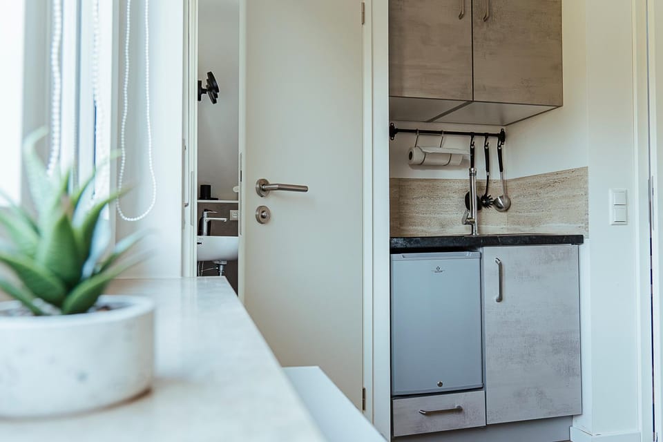 Kitchen or kitchenette, minibar, stove