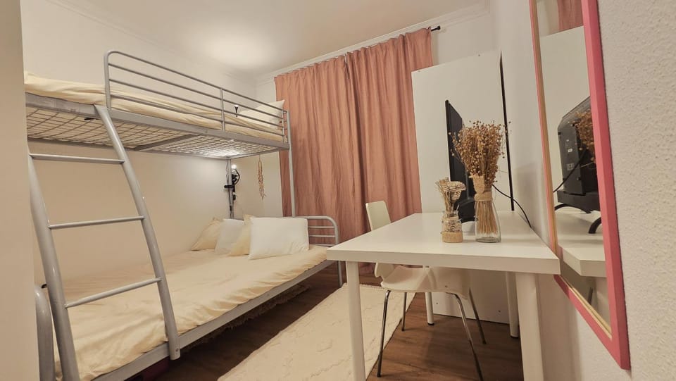 Bed, Photo of the whole room, Bedroom, bunk bed, wardrobe