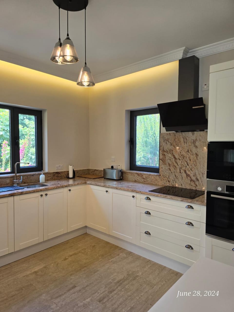 Kitchen or kitchenette, stove
